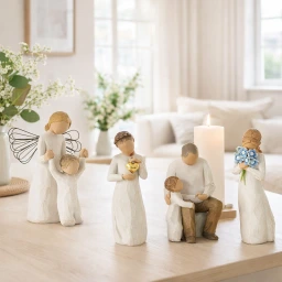 Arrangement av Willow Tree-figurer