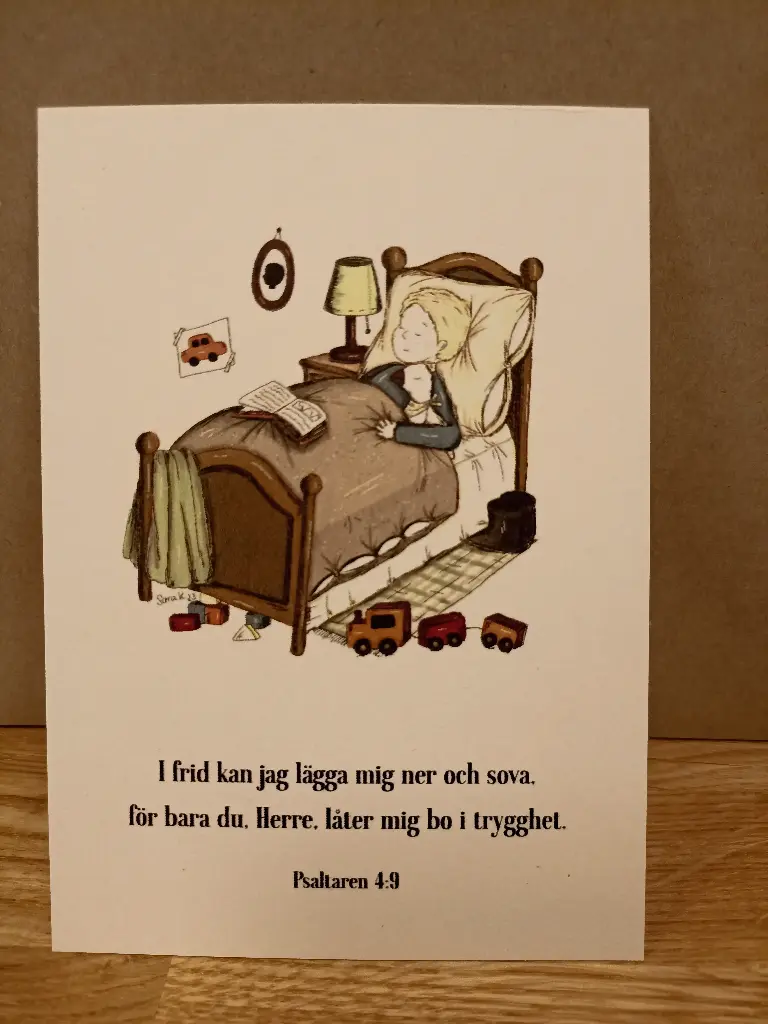 [700.003] Motivkort – I frid kan jag lägger mig ner och sova (pojke)