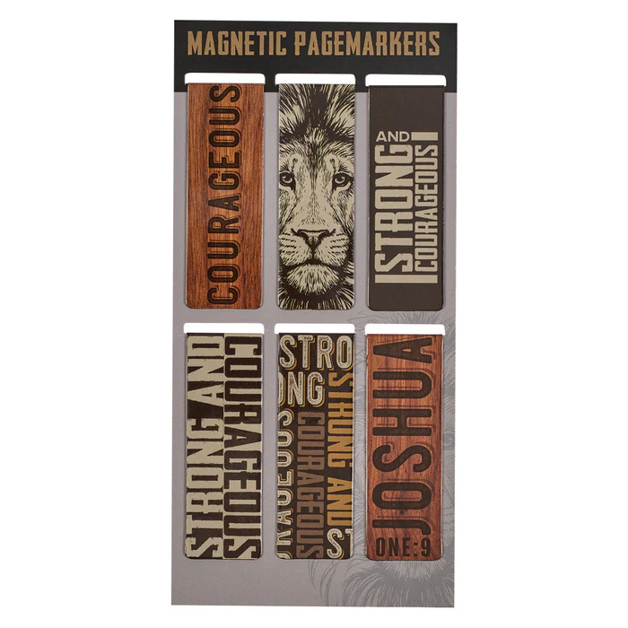 [940.045] Magnetiska bokmärken – Strong and Courageous, set om 6 stycken