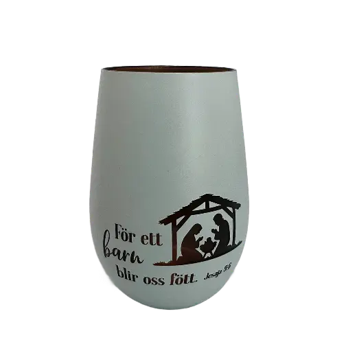 [500.121] Värmeljuslykta vit – För ett barn blir oss fött